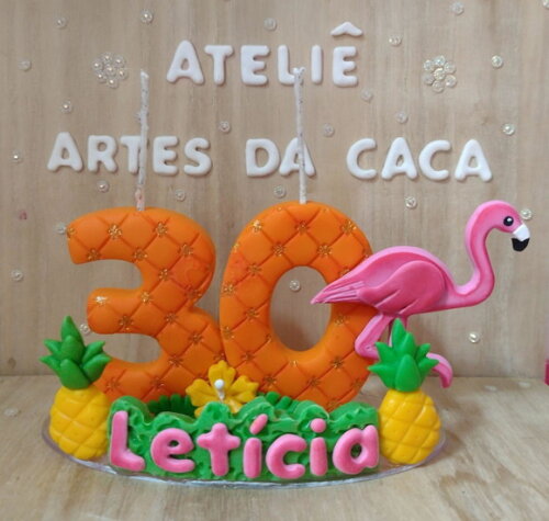 Topo de bolo Flamingo