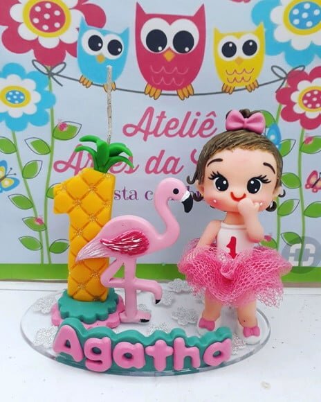 Topo de bolo Flamingo