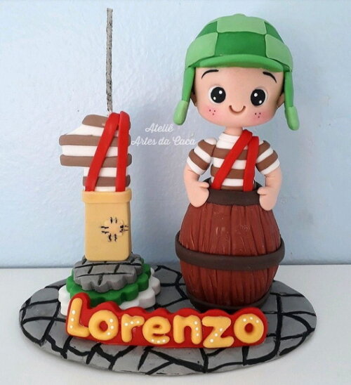 Topo de Bolo Menininho no Barril