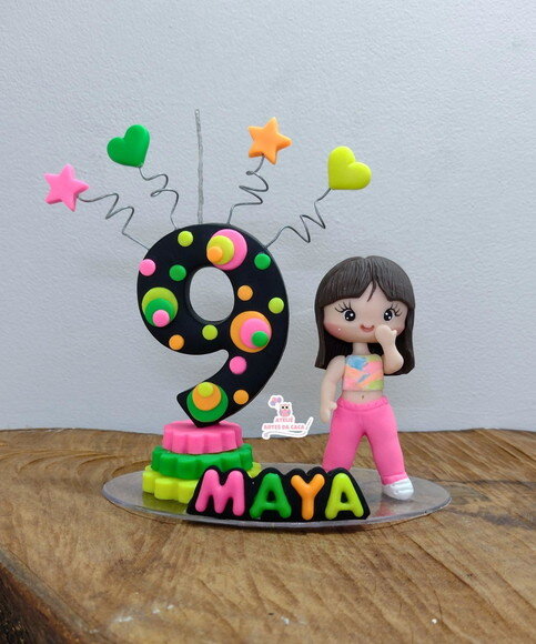 Topo de Bolo Personalizada Festa Neon.