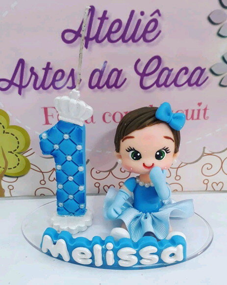 Topo de bolo princesa azul Baby