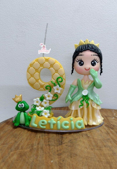 Topo de Bolo Princesa e Sapo