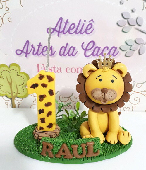 Topo de bolo Safári Leão
