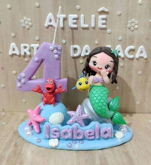Topo de bolo Sereia personalizada.