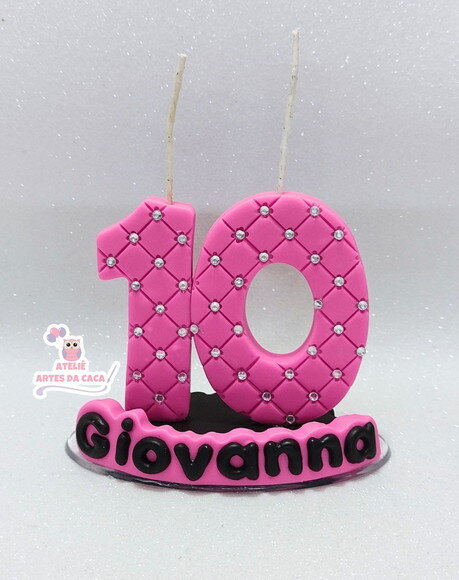 Vela 10 anos Pink com Strass