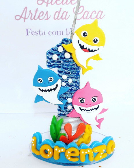 Vela com nome bebê tubarão