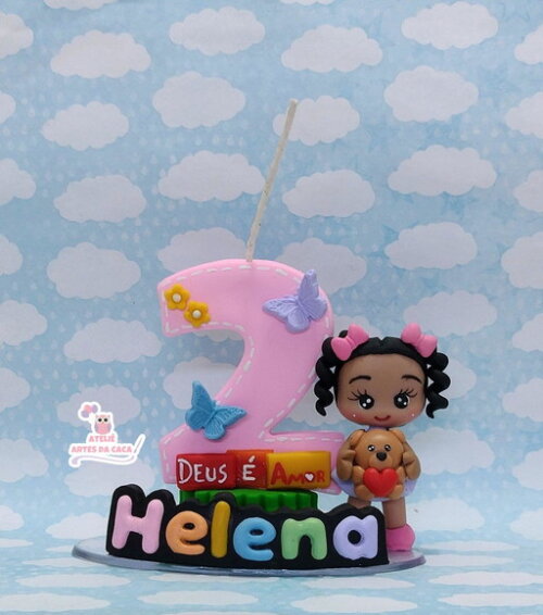 Vela com nome menina Deus é amor