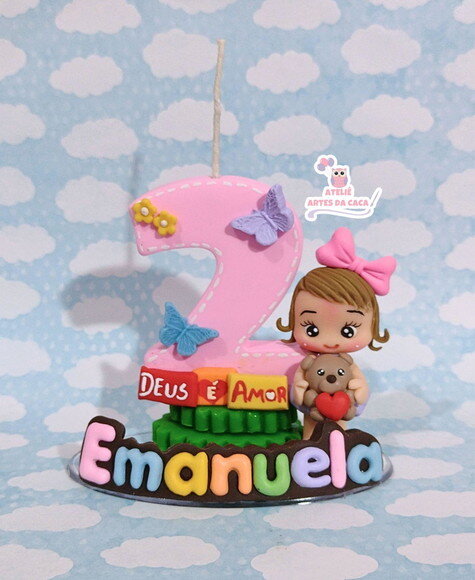 Vela com nome menina Deus é amor