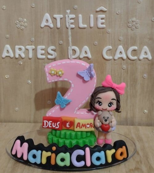 Vela com nome menina Deus é amor
