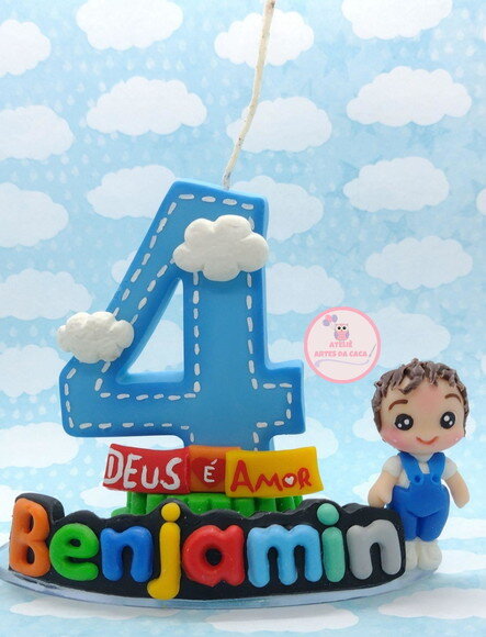 Vela com nome tema 3 palavrinhas