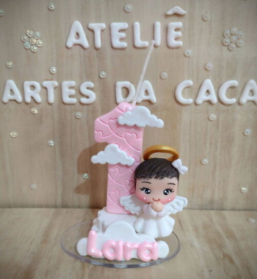 Vela em biscuit para batizado
