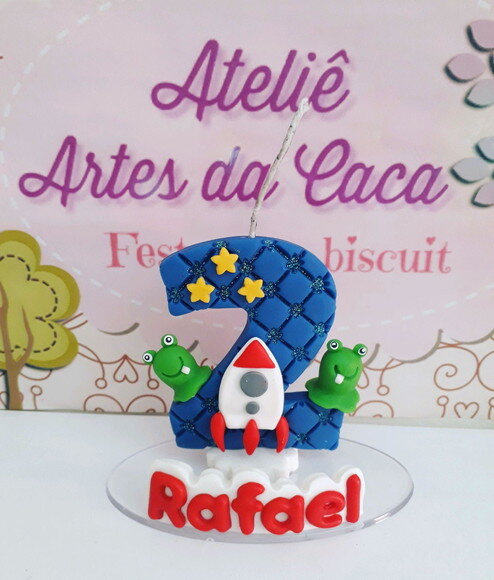 Vela em biscuit Astronauta