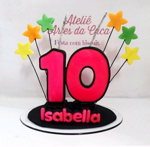 Vela personalizada festa neon.