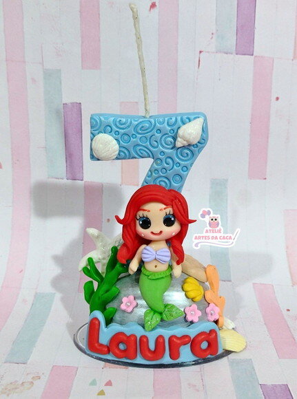 Vela Sereia Personalizada com Nome