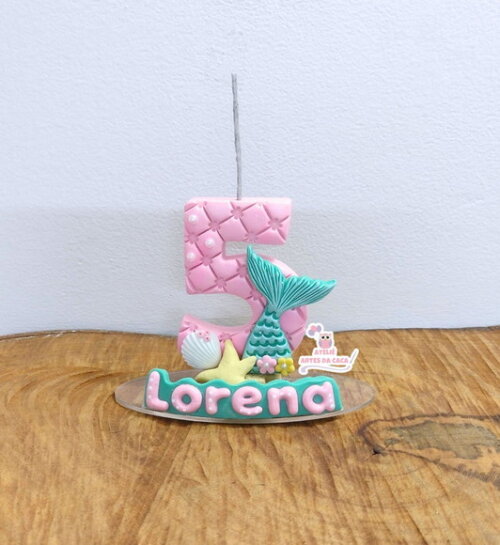 Vela sereia personalizada com nome