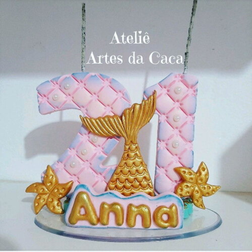 Vela sereia personalizada com nome
