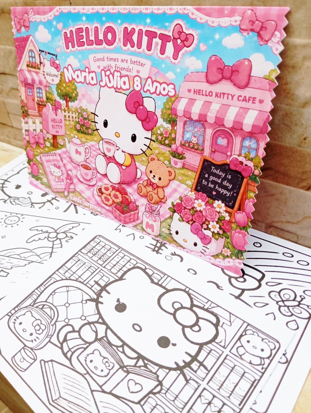 CARDS PARA COLORIR HELLO KITTY ENVELOPES COM 4 CARDS CADA  OPÇÃ