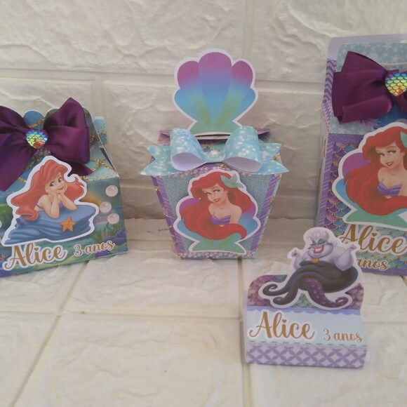 10 Caixas a Pequena Sereia Ariel Lembrancinha Aniversário
