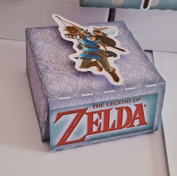10 Lembrancinha Aniversário Kit Festa Caixinhas Zelda Azul