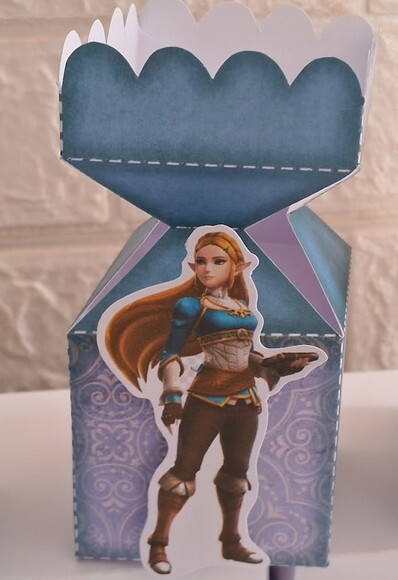 10 Lembrancinha Aniversário Kit Festa Caixinhas Zelda Azul