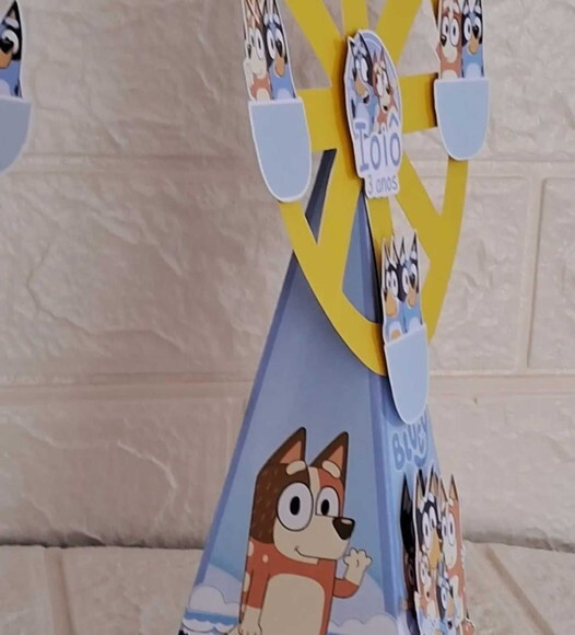 10 Lembrancinhas Bluey Aniversário Festa Caixinhas Cone
