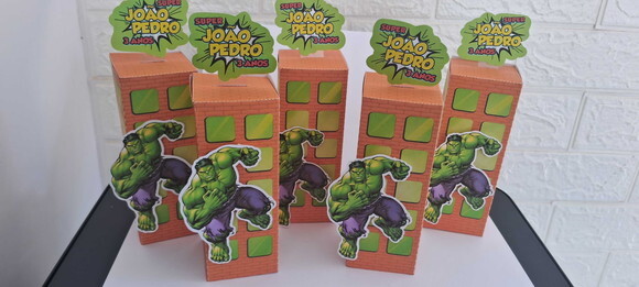 10 Lembrancinhas Caixa Hulk Aniversário Festa Personalizados