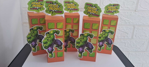 10 Lembrancinhas Caixa Hulk Aniversário Festa Personalizados