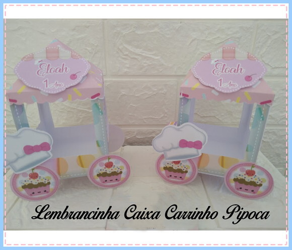 10 Lembrancinhas Confeitaria Doceria Carrinho Pipoca Caixa