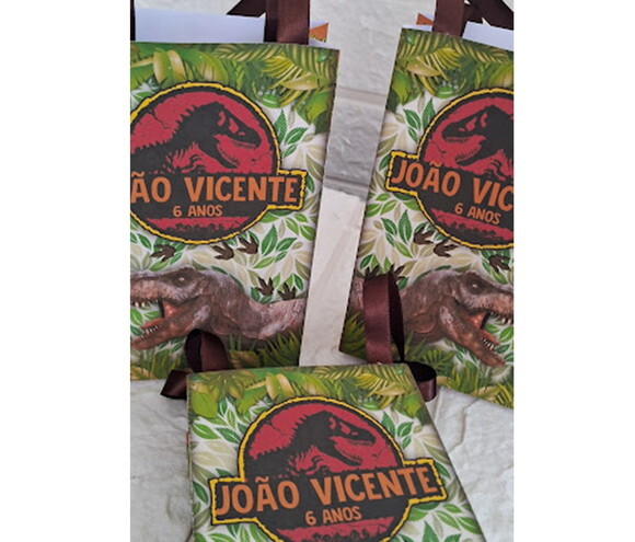 10 Sacolinhas Surpresa Dinossauros Festa Aniversário