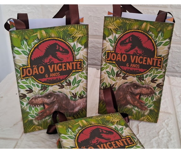 10 Sacolinhas Surpresa Dinossauros Festa Aniversário