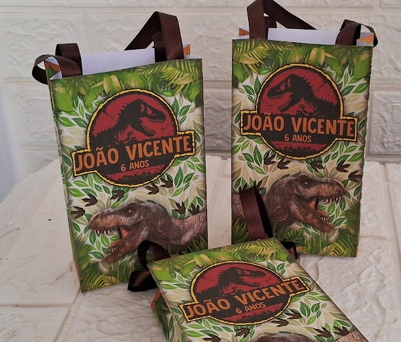 10 Sacolinhas Surpresa Dinossauros Festa Aniversário