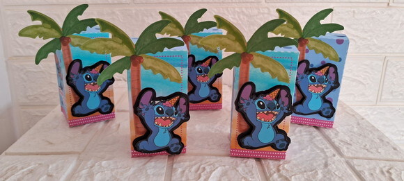 15 Caixas Cubo Stitch Lembrancinha de Aniversário Festa