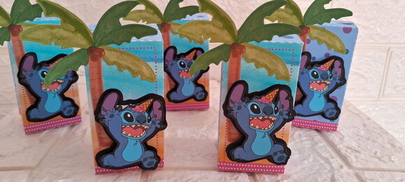 15 Caixas Cubo Stitch Lembrancinha de Aniversário Festa