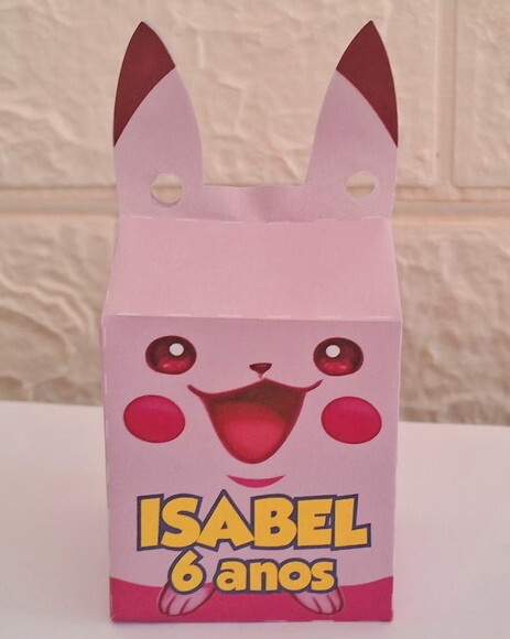 15 Lembrancinhas Caixinhas Pokemon Pikachu Rosa Aniversário