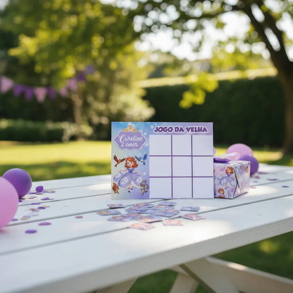 15 Lembrancinhas Jogo da Velha Princesa Sofia Aniversário