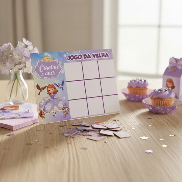 15 Lembrancinhas Jogo da Velha Princesa Sofia Aniversário
