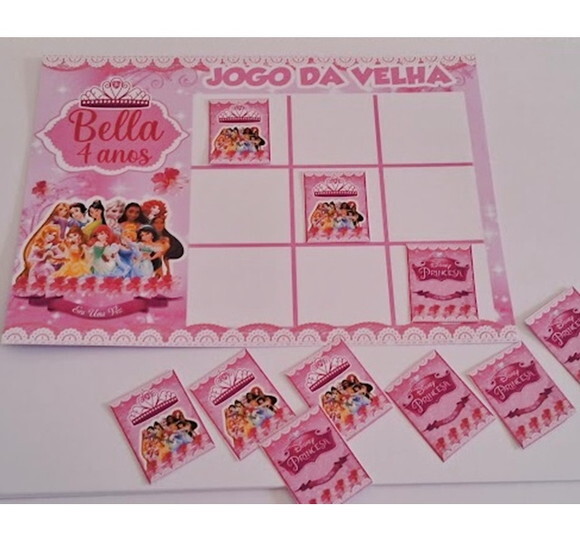 15 Lembrancinhas Jogo da Velha Princesas Aniversário Festa