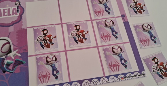 15 Lembrancinhas Jogo da Velha Spidey Aniversário Festa Rosa