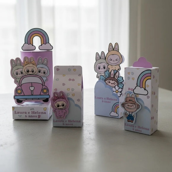 15 Lembrancinhas Labubu Personalizado Kit Festa Aniversário