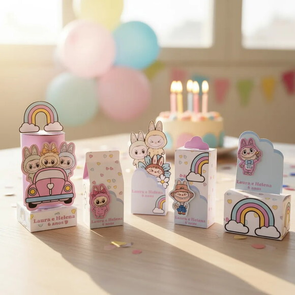 15 Lembrancinhas Labubu Personalizado Kit Festa Aniversário