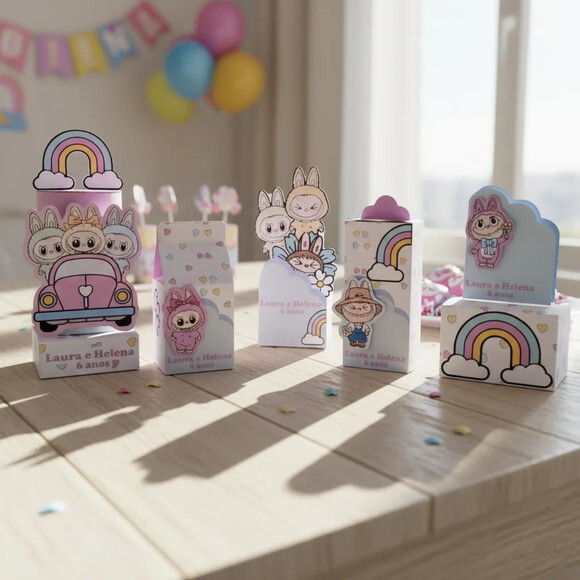 15 Lembrancinhas Labubu Personalizado Kit Festa Aniversário