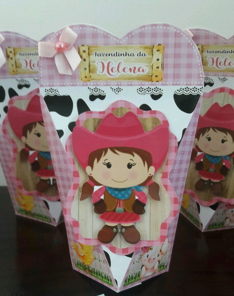 30 Caixas Fazendinha Rosa Lembrancinha Aniversário Festa
