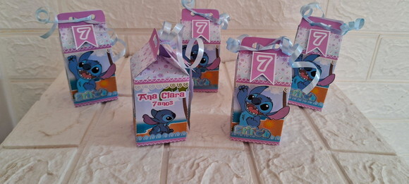 30 Caixas Milk Stitch Rosa Lembrancinhas de Aniversário