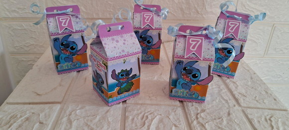30 Caixas Milk Stitch Rosa Lembrancinhas de Aniversário
