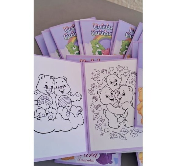 30 Lembrancinha Ursinhos Carinhosos Mini Livrinho de Colorir