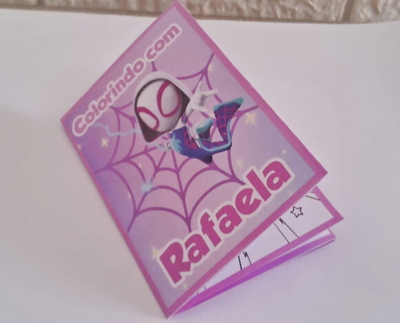 30 Lembrancinhas Spidey e Seus Amigos Livrinho Colorir Rosa
