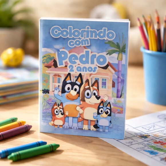 40 Lembrancinhas Aniversário Mini Livrinho de Colorir Bluey
