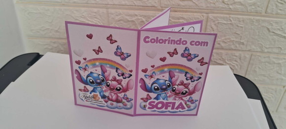 40 Lembrancinhas Mini Livrinhos Colorir Stitch e Angel Festa