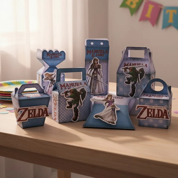 40 Lembrancinhas Zelda Aniversário Kit Festa Caixinhas Zelda