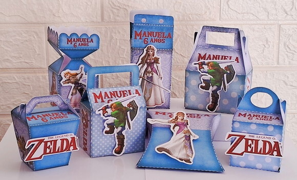 40 Lembrancinhas Zelda Aniversário Kit Festa Caixinhas Zelda